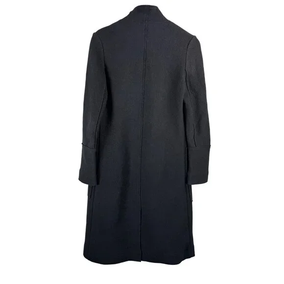 Seed Heritage Wool blend open tailored mid length Coat black money 90s sz 6 - Picture 3 of 6